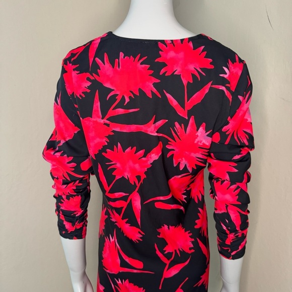 ARTIGLI Bold Floral Print Mini Dress Silky Polyester Made In Italy Size 40 (4) - Picture 9 of 16